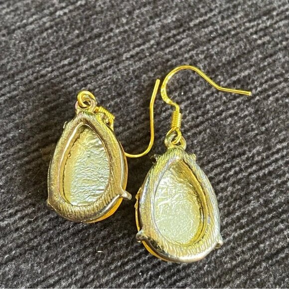 Shimmering Gold Foil Tear Drop Earrings - Picture 2 of 10